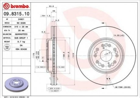 Гальмівний диск BREMBO 09.8315.10