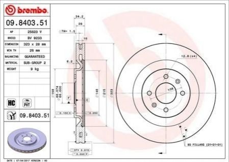 Гальмівний диск BREMBO 09.8403.51