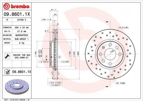 Гальмівний диск BREMBO 09.8601.1X