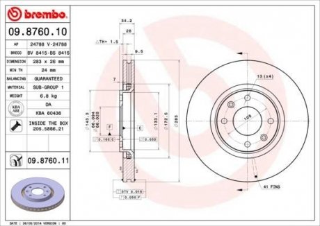 Гальмівний диск BREMBO 09.8760.10