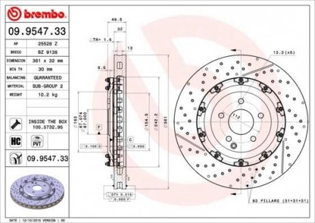 Гальмівний диск BREMBO 09.9547.33