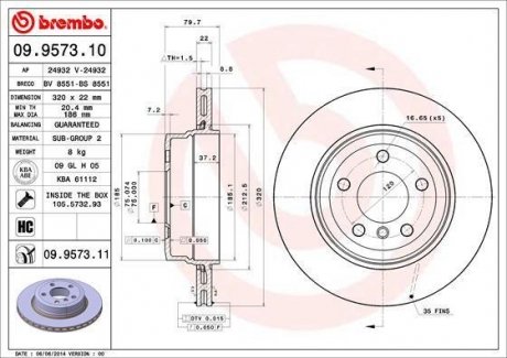 Гальмівний диск BREMBO 09.9573.11