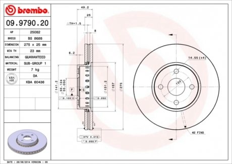 Гальмівний диск BREMBO 09.9790.20