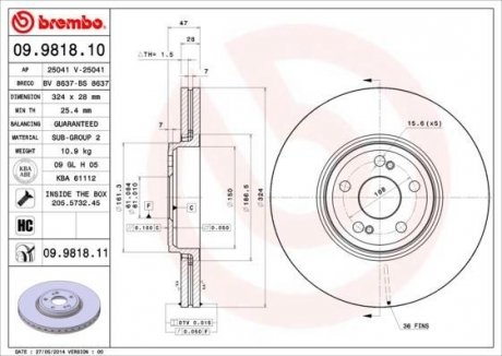 Гальмівний диск BREMBO 09.9818.10