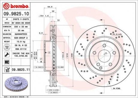 Гальмівний диск BREMBO 09.9825.11