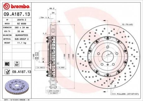 Гальмівний диск BREMBO 09.A187.13