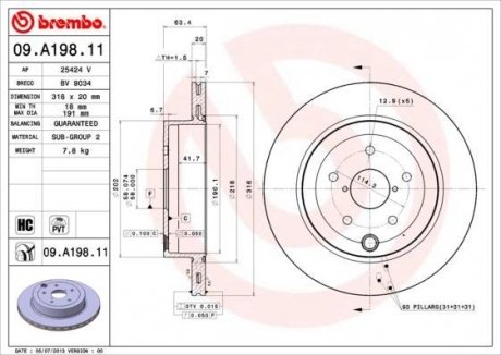 Гальмівний диск BREMBO 09.A198.11