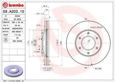 Гальмівний диск BREMBO 09.A203.10