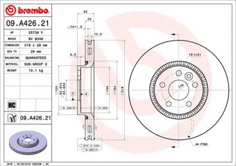 Гальмівний диск BREMBO 09.A426.21