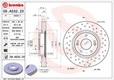 Гальмівний диск BREMBO 09.A532.2X