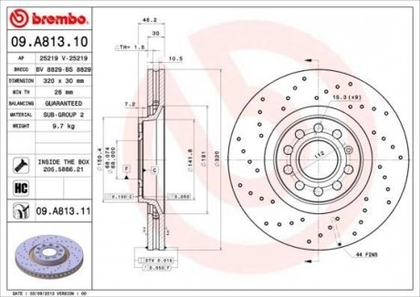 Гальмівний диск BREMBO 09.A813.11 (фото 1)