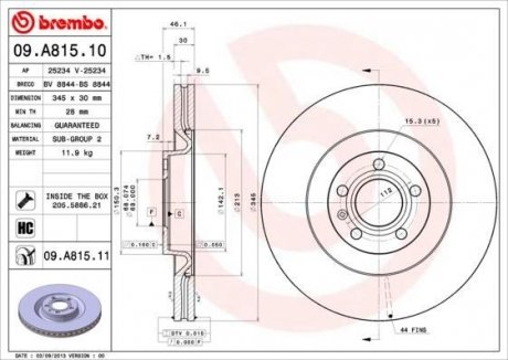 Гальмівний диск BREMBO 09.A815.11