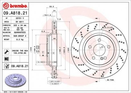 Гальмівний диск BREMBO 09.A818.21