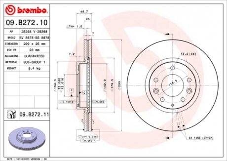 Диск тормозной MAZDA 6 передн. BREMBO 09.B272.10