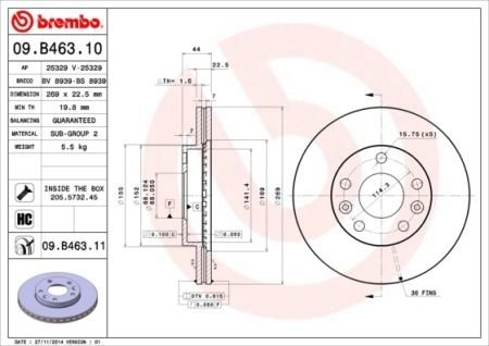 Гальмівний диск BREMBO 09.B463.11