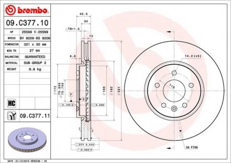 Гальмівний диск BREMBO 09.C377.11