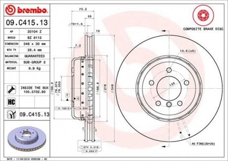 Гальмівний диск BREMBO 09.C415.13