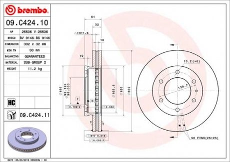 Гальмівний диск BREMBO 09.C424.11