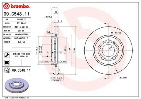 Гальмівний диск BREMBO 09.C548.11