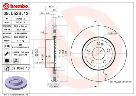 Гальмівний диск BREMBO 09.D526.13 (фото 1)