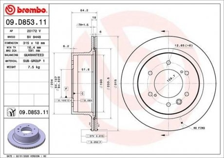 Гальмівний диск BREMBO 09.D853.11