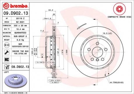 Диск гальмівний BREMBO 09.D902.13