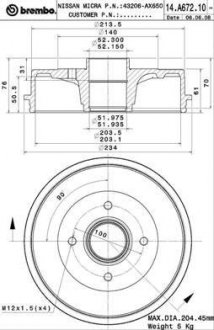 Гальмівний барабан BREMBO 14.A672.10 (фото 1)