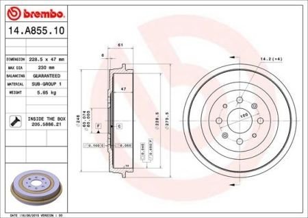 Гальмівний барабан BREMBO 14.A855.10