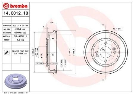 Гальмівний барабан BREMBO 14.C012.10 (фото 1)