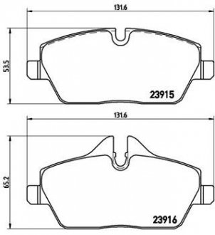 Колодка торм. диск. MINI COOPER 06-,ONE 09-,CLUBMAN 2010- передн. BREMBO P06034