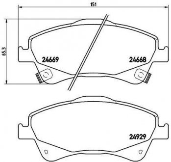 Колодка торм. диск. TOYOTA AURIS, AVENSIS передн. BREMBO P83109