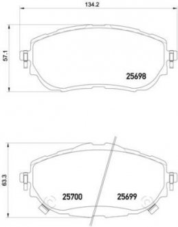 Колодка гальм. диск. TOYOTA AURIS 1.3-2.0 2012-, COROLLA 1.33-1.8 2013 - передн. (вир-во) BREMBO P 83 150