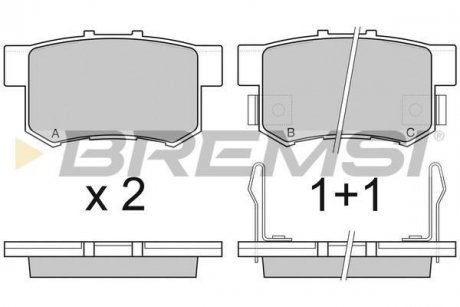 Гальмівні колодки зад. Civic 98-01/CR-V 01-06 (Akebono) (47,5x89x14,5) BREMSI BP2750