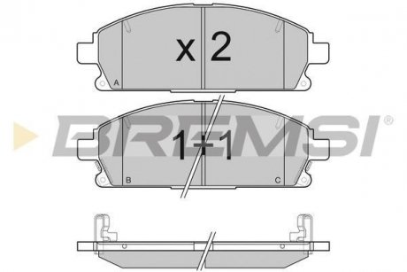 Гальмівні колодки пер. Nissan X-Trail 01-13/Pathfinder 97-04 (sumitomo) (159x56x16,4) BREMSI BP3068