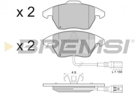 Колодки гальмівні перед. A1/A3/Altea/Beetle/Caddy/Up (04-21) BREMSI BP3103