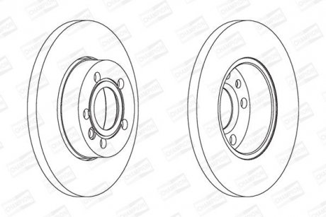 Диск гальмівний передній (кратно 2) VW Caravelle, Multivan, Transporter, LT 28-46 II (96-06) CHAMPION 562079CH