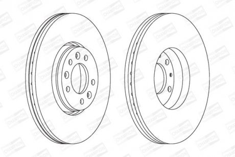 Диск тормозной передний (кратно 2) Citroen Jumpy (07-16), C5/Fiat Scudo (07-16)/Peugeot Expert (07-) CHAMPION 562622CH