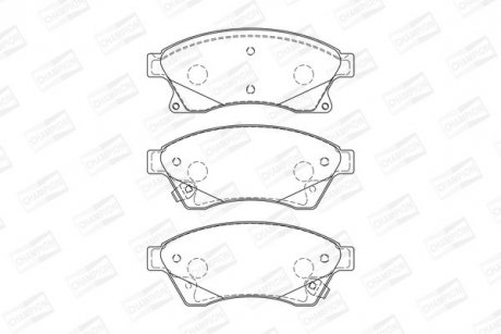 Колодки тормозные дисковые передние CHEVROLET AVEO Saloon (T300) 11-, CRUZE (J300) 09-|OPEL ASTRA J (P10) 09-15 CHAMPION 573332CH (фото 1)