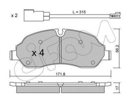 Гальмівні колодки перед. Ford Transit 2.0- 2.2 13- CIFAM 822-1032-0