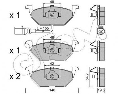 Гальмівні колодки передні Caddy III/Golf V/Octavia/A3 03- (з датчиком) CIFAM 822-211-2