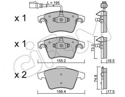 Колодки гальмівні перед. Touareg/Transporter (03-15) CIFAM 822-552-1