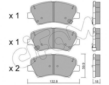 Колодки гальмівні перед. Ceed/Cerato/Elantra/Equus/i30 (09-21) CIFAM 822-944-0