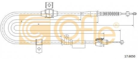 Трос ручного гальма зад. KIA CERATO 04- (-ABS) Л. (1576/1404) COFLE 17.6050