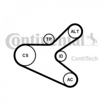 Комплект поліклиновий (ремінь+ролики) Contitech 6PK1153 K2 (фото 1)