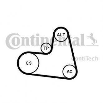 Комплект поліклиновий (ремінь+ролики) Contitech 6PK1217 K1 (фото 1)