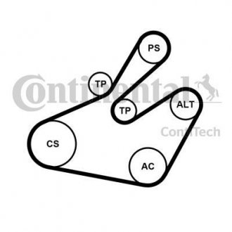 Комплект поліклиновий (ремінь+ролики) Contitech 6PK1468 K1 (фото 1)