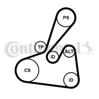 Комплект поліклиновий (ремінь+ролики) Contitech 6PK1502 EXTRA K2 (фото 1)