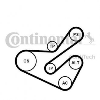 Комплект поліклиновий (ремінь+ролики) Contitech 6PK1740 K1