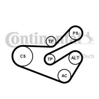 Комплект поліклиновий (ремінь+ролики) Contitech 6PK1740 K3