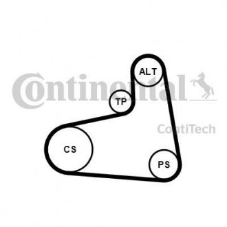 Комплект (ремінь+ролики) Contitech 6PK906 K3